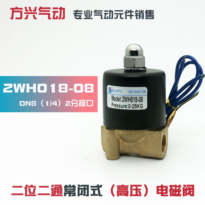 2分高压电磁阀常闭水阀气阀油阀开关阀门2WH018-08 220V 24V 12V