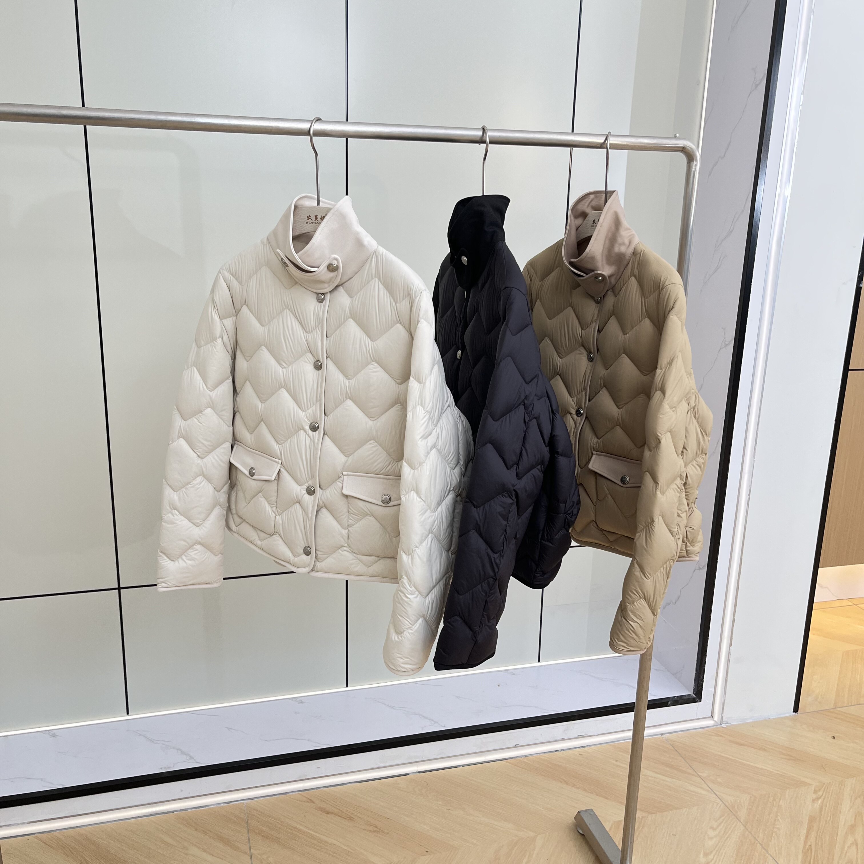 RL老钱羽绒立领菱格90白鹅绒羽绒服女冬外套