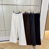 全棉高腰加绒加厚灯芯绒阔腿休闲裤 保暖显瘦长裤 女士2025冬季 新款