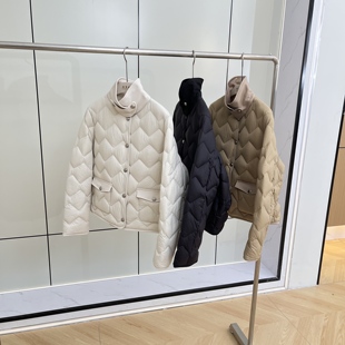 RL老钱羽绒立领菱格90白鹅绒羽绒服女冬外套