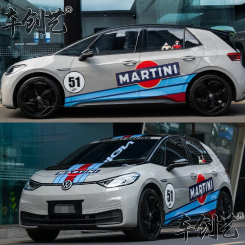 适用大众id3马天尼汽车贴拉花 id6 高尔夫8 7MARTINI改装车身贴纸