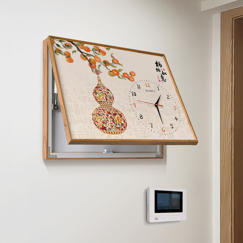 电表箱装饰画新中式时钟遮挡画