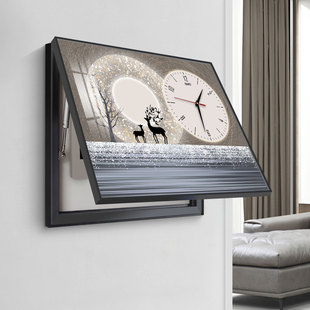 轻奢电表箱装饰画带钟表免打孔配电箱遮挡强电箱开关盒时钟挂画