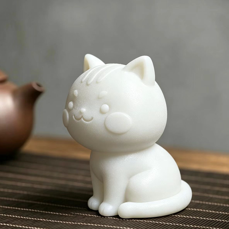 简约白色馒头猫家居客厅书架玄关橱窗创意装饰办公桌摆件送礼猫咪