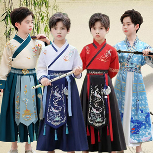 儿童汉服男童国学服男孩中国风古装男小学生书童服装弟子规演出服