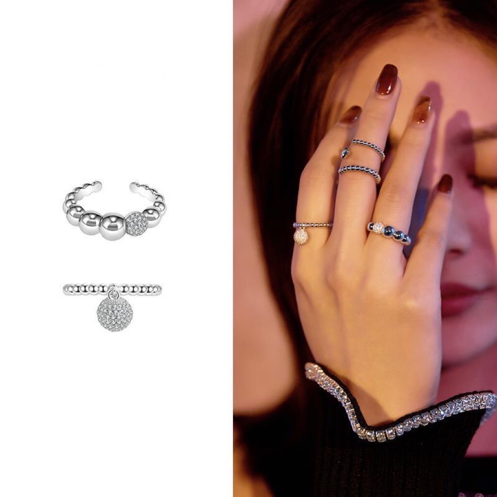 ABYB KVK戒指团团绒绒周雨彤同款 现货一颗雪球小众开口戒指