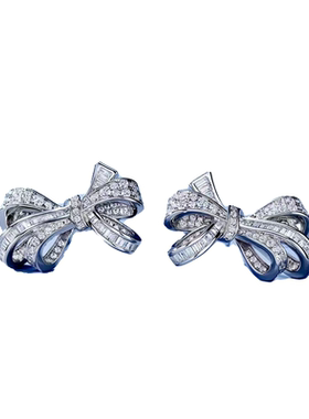 ABYB KVK立体蝴蝶结耳钉轻奢高级感小众耳环气质名媛人造钻石耳饰