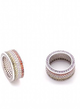 男女合金潮流奢彩钻戒指同款