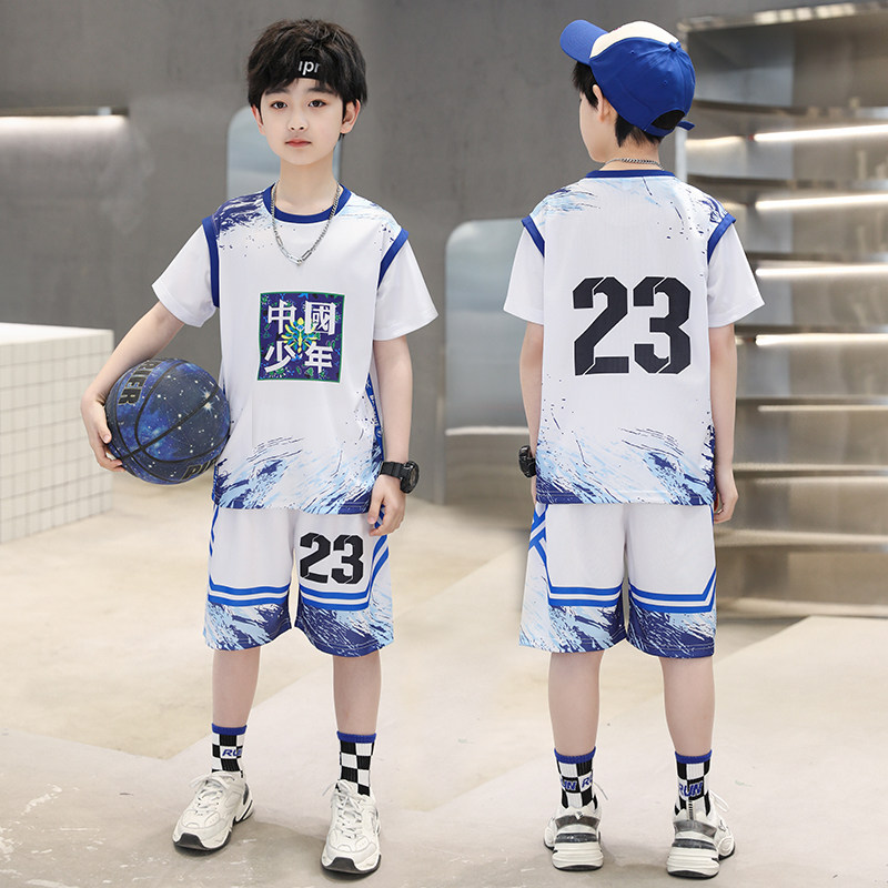儿童装男童篮球服套装夏季2026新款夏装男孩速干中大童短袖运动服