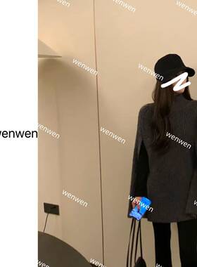 设计感半高领针织斗篷毛衣