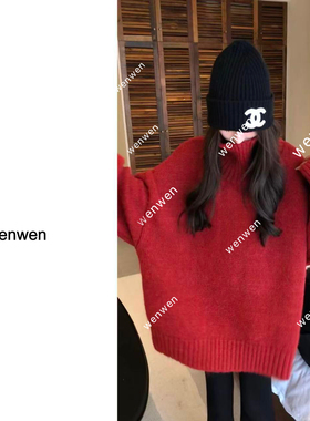 【WEN】热可可 秋冬新款高领针织宽松显瘦套头毛衣  YS662