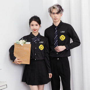 衬衫理发店工作服男女美发师黑衬衣发廊barber婚礼策划婚纱店工装