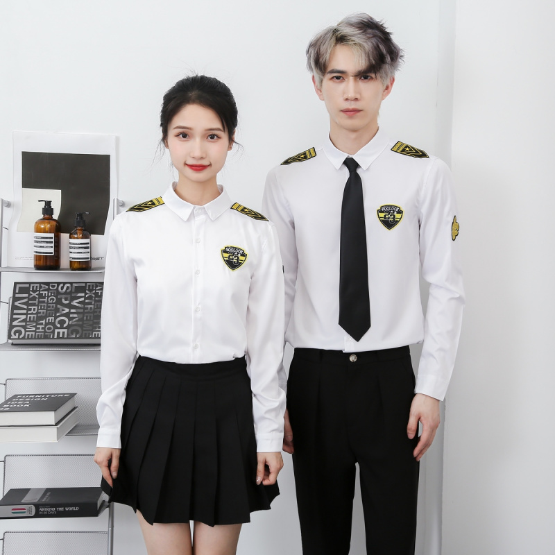 航空制服衬衫长袖男女飞行员制服机长空少白色衬衣工作服职业工装