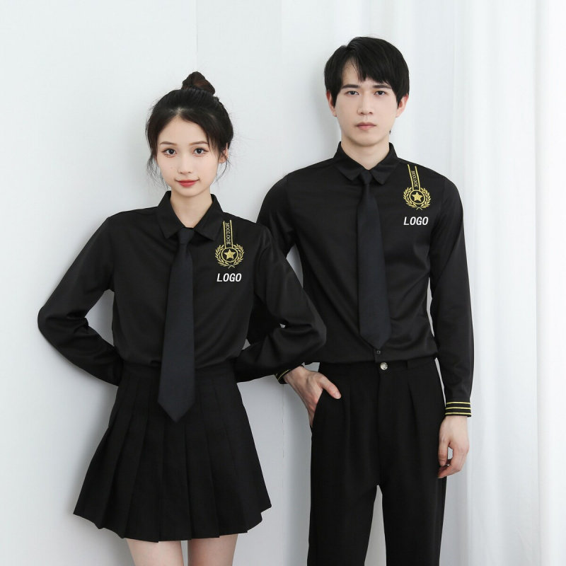 2026秋季发型师餐厅工作服衬衫空少ktv酒吧男女定制工装制服logo