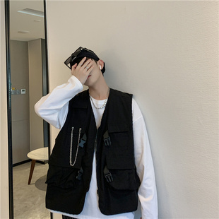 2022KTV服务员马甲工作服酒吧马夹制服夜场服务生工装理发绣LOGO