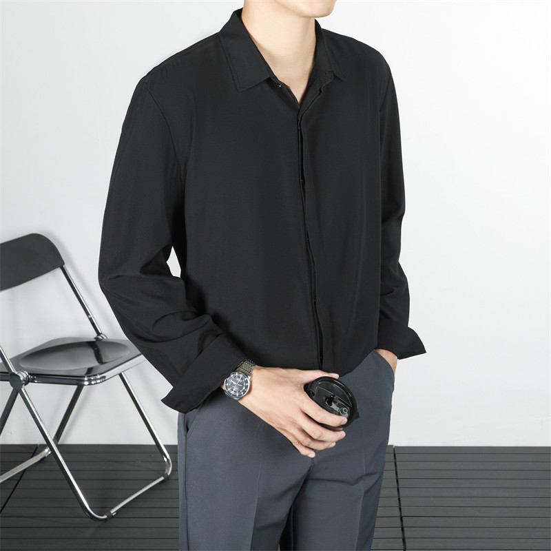 秋季法式扣白色长袖袖口衬衫婚礼商务正装免烫衬衣修身上衣男士潮