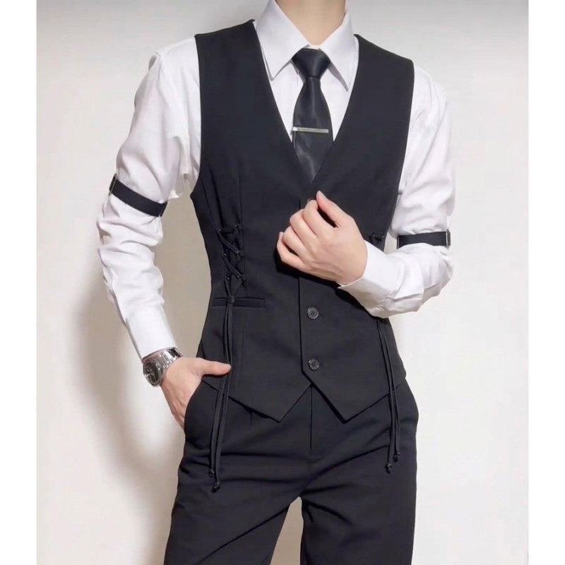 娱乐会所KTV服务员工作服装马甲酒店酒吧调酒师马夹工衣logo定制