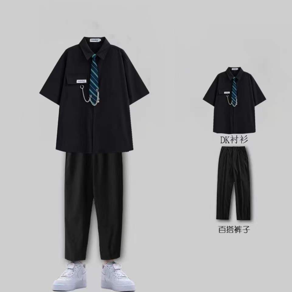 理发店美发师工作服烫染技师助理衬衫工装套装定制LOGO酒吧工衣服