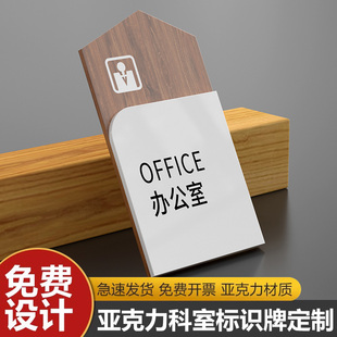 高端亚克力办公室公司企业科室牌部门工作室竖版高级创意logo大门号码牌办公楼轻奢总经理会议门牌定制标识牌