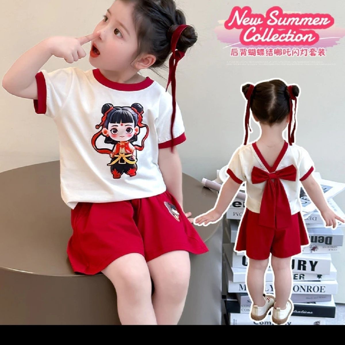 折扣专区清仓撤柜纯棉女童短袖夏季套装2025新款儿童洋气卡通亲子