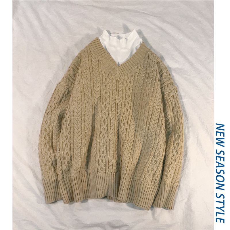 不起球高品质宽松V领麻花毛衣纯色针织衫501-2-M8015-P7888,男装针织衫/毛衣,星座501-2