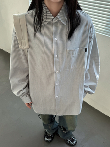 秋上新 CityBoy日系廓形条纹宽松长袖衬衫501-2-CS005-P50图片