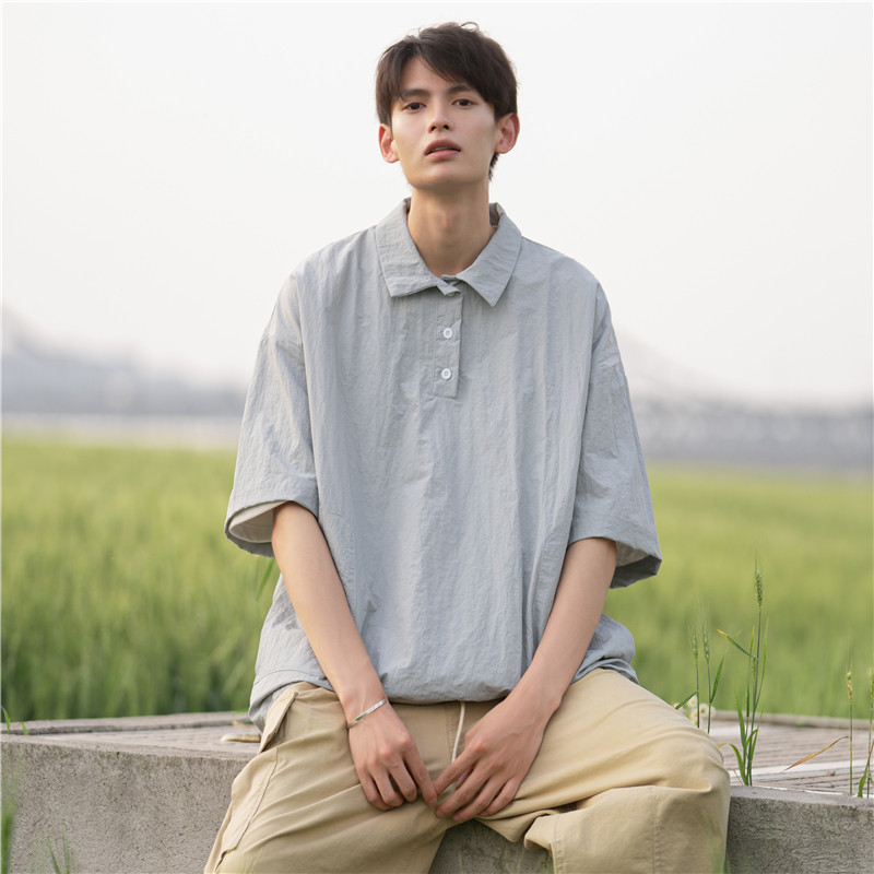 夏季日系侧口袋Polo衫男宽松短袖501-2-CS1006-P58控69,男装Polo衫,星座501-2