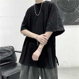 港风宽松纯色开叉短袖T恤TX01-特P20，男装T恤，星座501-2
