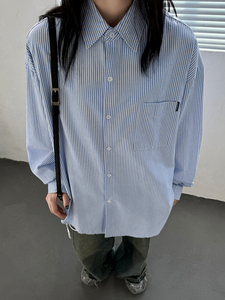 秋上新 CityBoy日系廓形条纹宽松长袖衬衫501-2-CS005-P50图片
