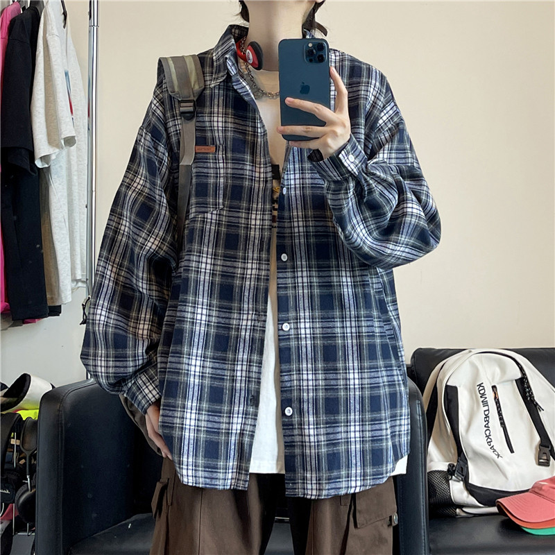 复古格子口袋贴标长袖衬衫501-2-CS1013-P48,男装衬衫,星座501-2