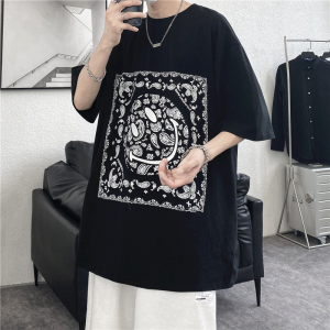 夏季腰花果笑脸印花短袖T恤 501-2-TX10-P28图片