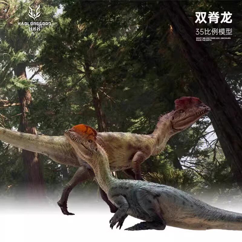 好龙谷双脊龙冠龙棘龙侏罗纪恐龙模型儿童玩具男孩玩偶摆件公仔