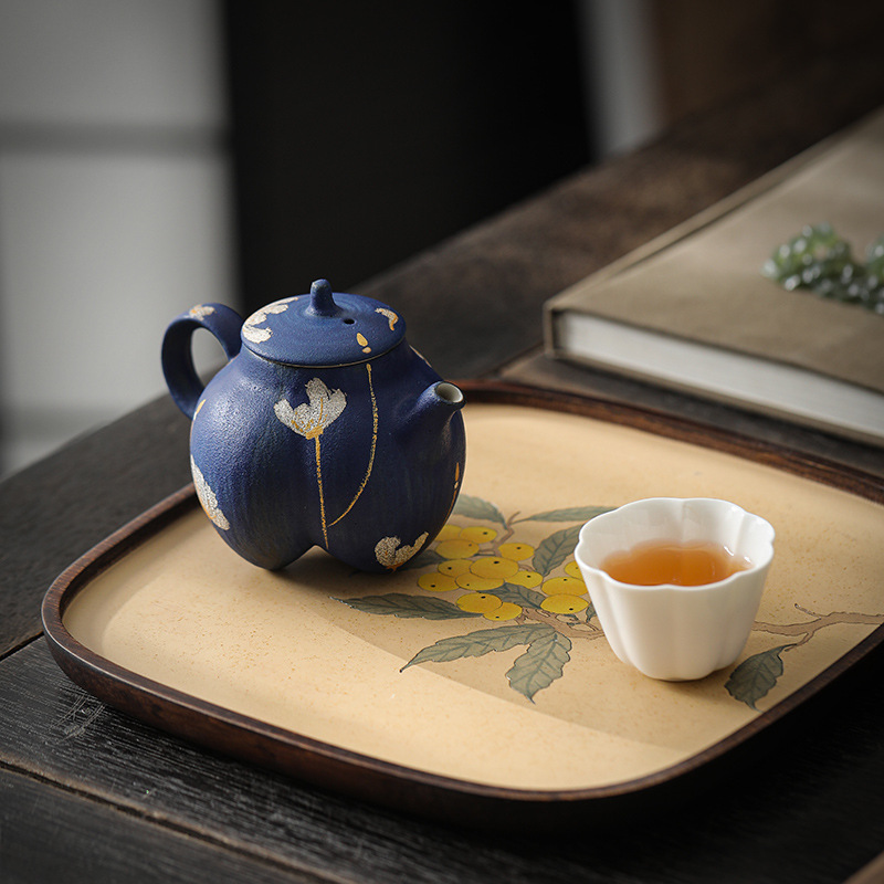 陶瓷手绘桑格花粗陶茶壶