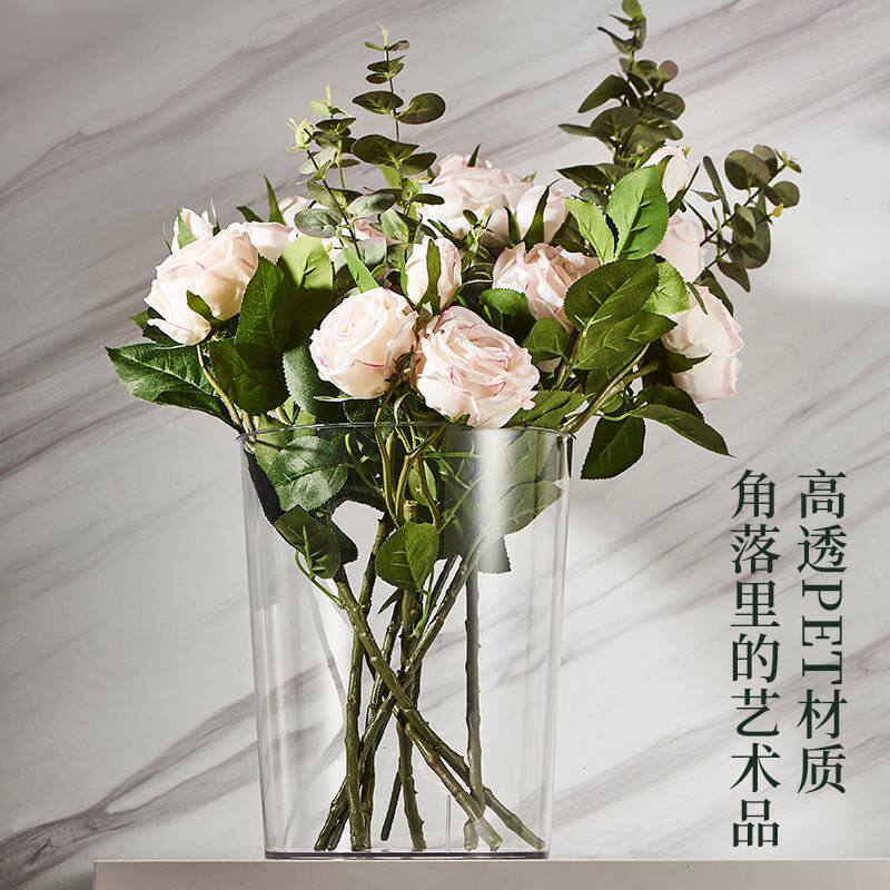 高颜值透明垃圾桶大容量桌面收纳桶ins洋气纸篓客厅厨房轻奢无盖
