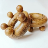 木质手动经络圈圆圈腹部头部脚底按摩揉肚子揉腹部开背圆圈按摩器