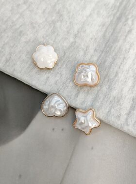 金属异形不规则珍珠纽扣开衫毛衣针织女上衣扣子连衣裙衣服装饰扣