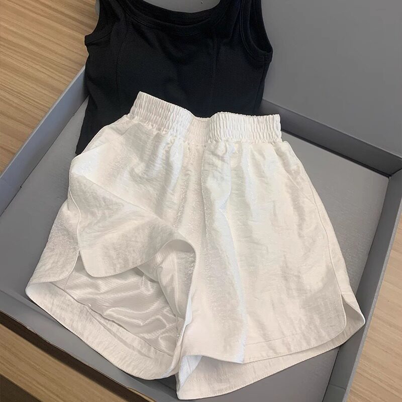 白色棉麻短裤女夏季薄款阔腿裤大码胖mm高腰宽松休闲冰丝五分裤子
