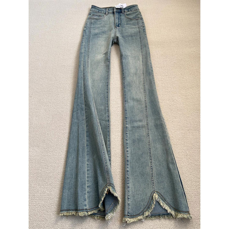 浅蓝色微喇牛仔裤女大码胖mm2025新款小个子高腰显瘦开叉喇叭裤子,女装/女士精品,牛仔裤,淘宝优惠券,粉丝福利购,淘宝优惠卷