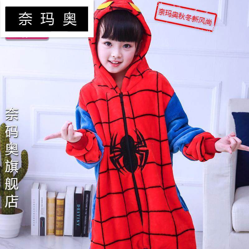 奈玛奥蜘蛛侠儿童连体卡通睡衣男女孩宝宝中大童可爱家居服珊瑚绒