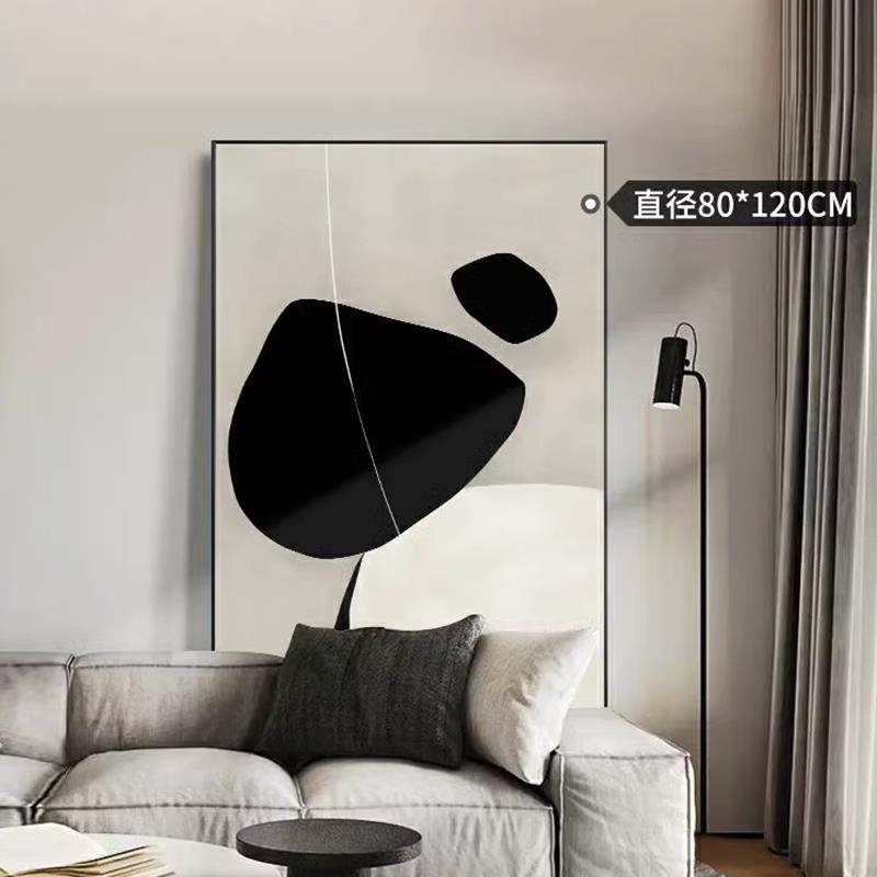 意式极简黑白灰风格玄关客厅装饰画沙发后面背景墙壁画高级感挂画