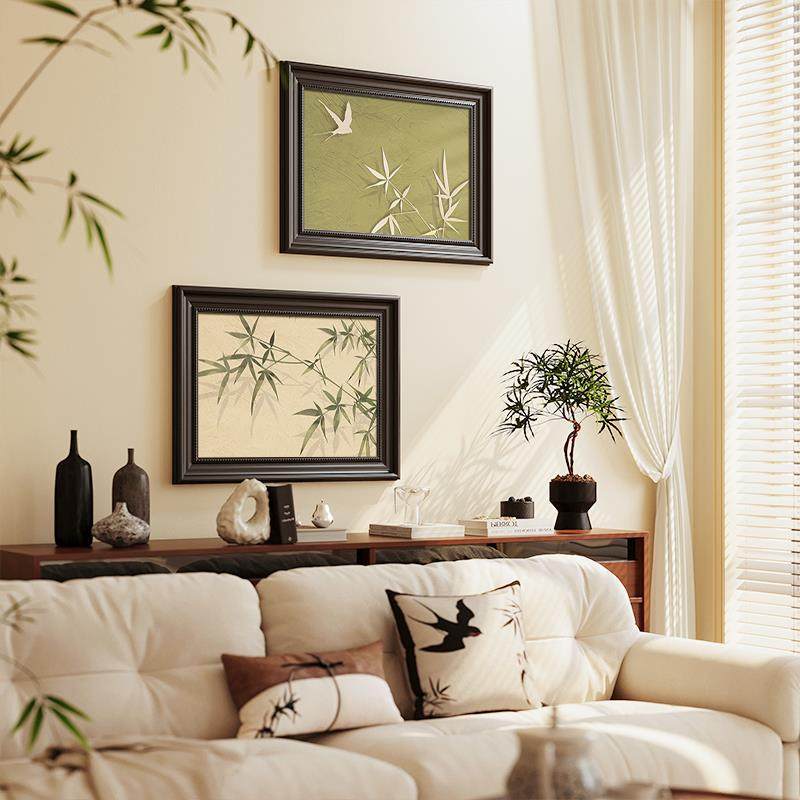 竹子客厅背景墙装饰画法式复古艺术挂画中古风绿色系小众茶室壁画,家居饰品,现代装饰画,淘宝优惠券,粉丝福利购,淘宝优惠卷