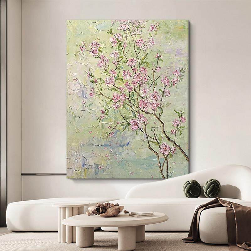 玄关奶油风手绘油画客厅抽象桃花肌理装饰画法式复古挂画餐厅壁画,家居饰品,油画,淘宝优惠券,粉丝福利购,淘宝优惠卷