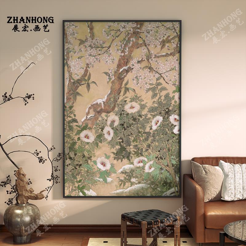 中古风文艺复古花卉玄关走廊过道挂画客厅装饰画餐厅背景墙艺术画图片