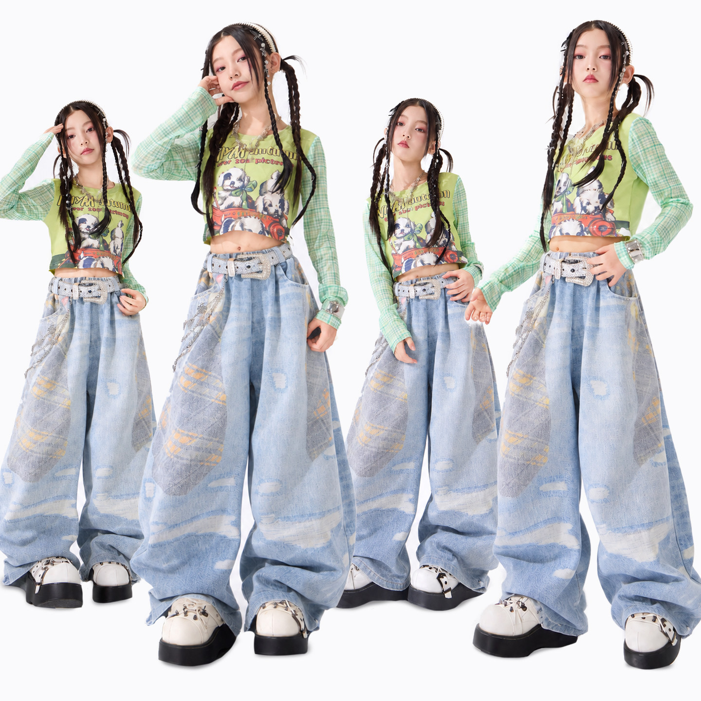 爵士舞服装女童潮酷时髦嘻哈套装