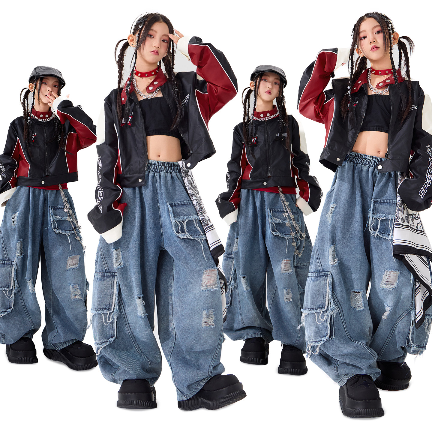 爵士舞服装女童时髦街舞儿童