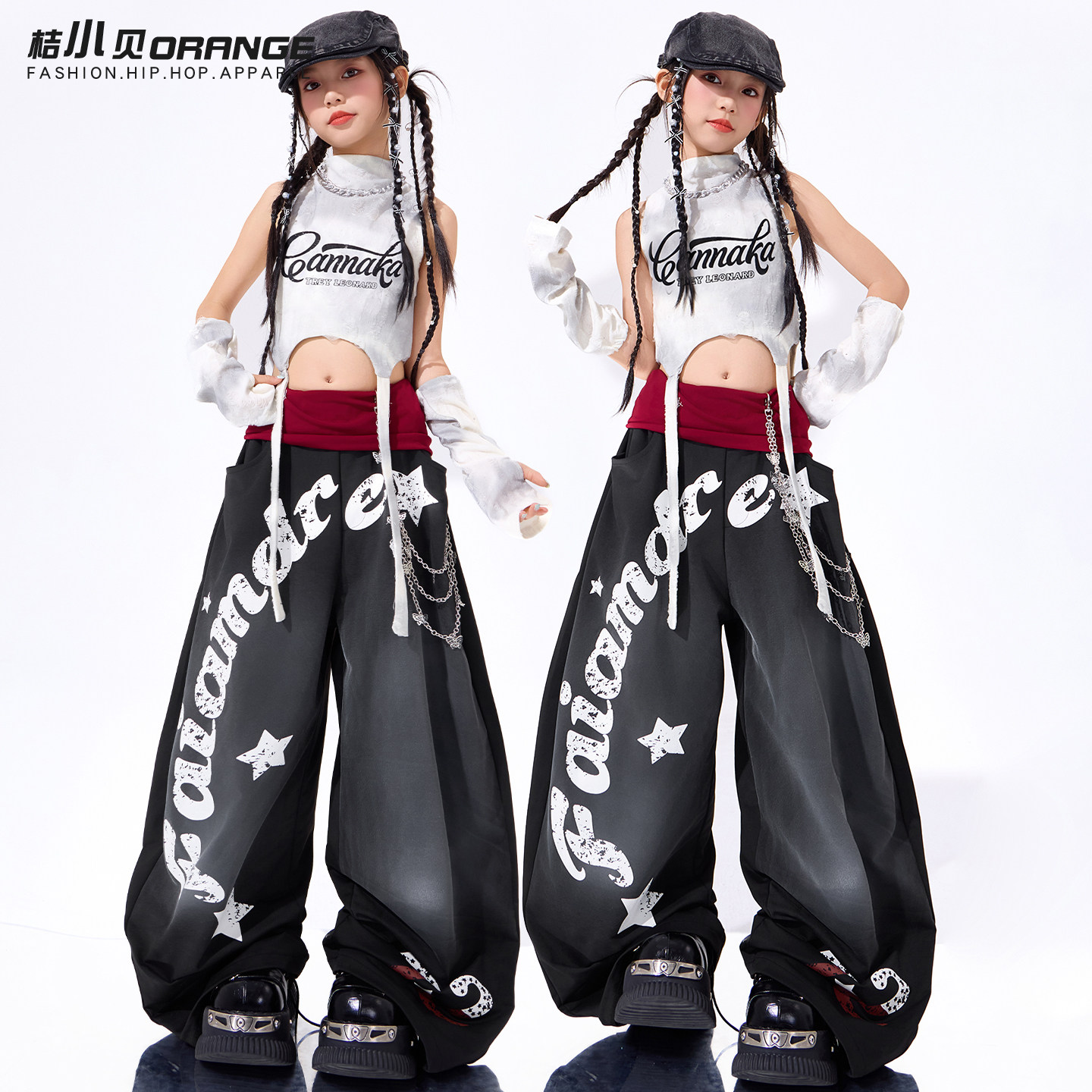 女童灰色上衣爵士舞服装少儿jazz