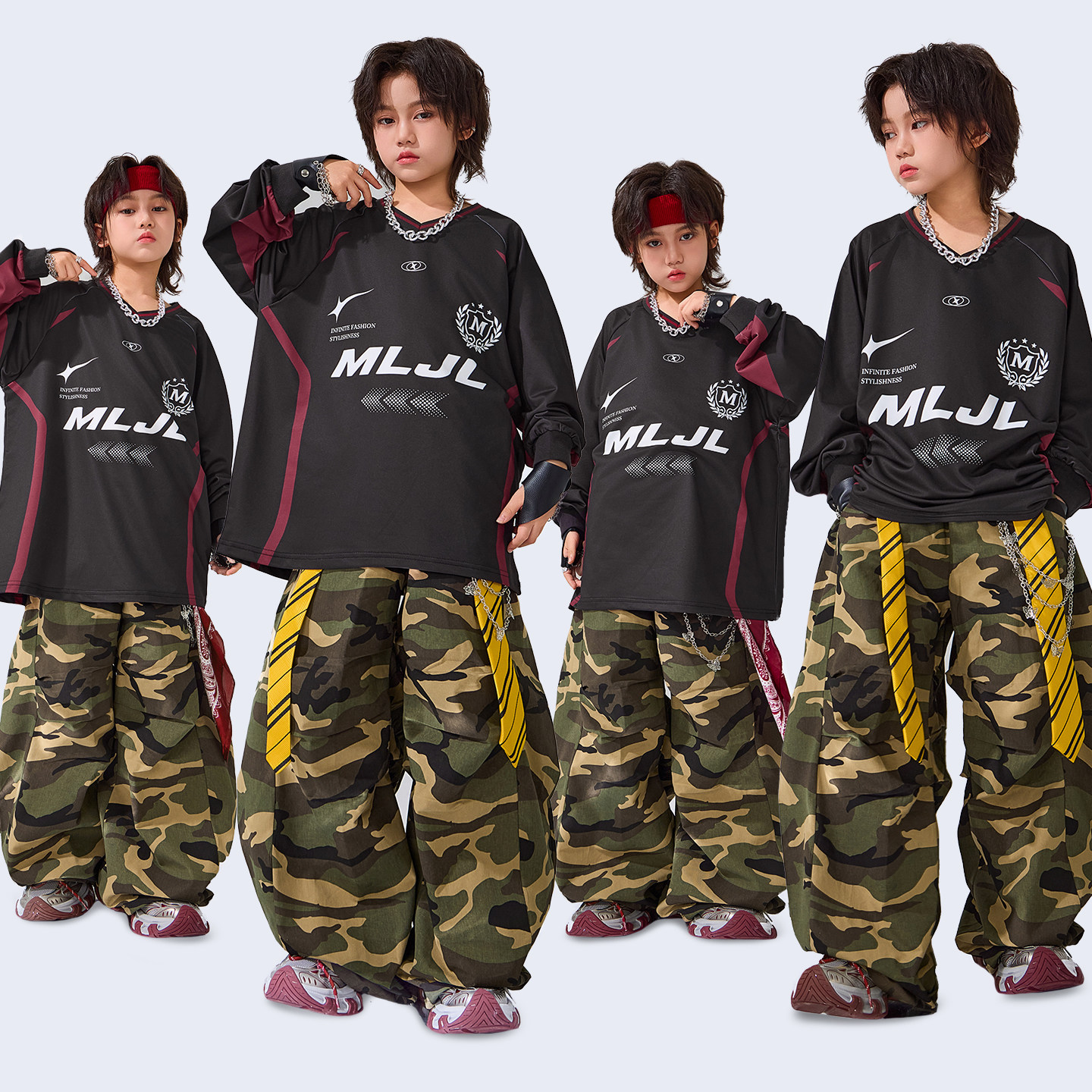 街舞儿童潮服演出服男童黑色套装