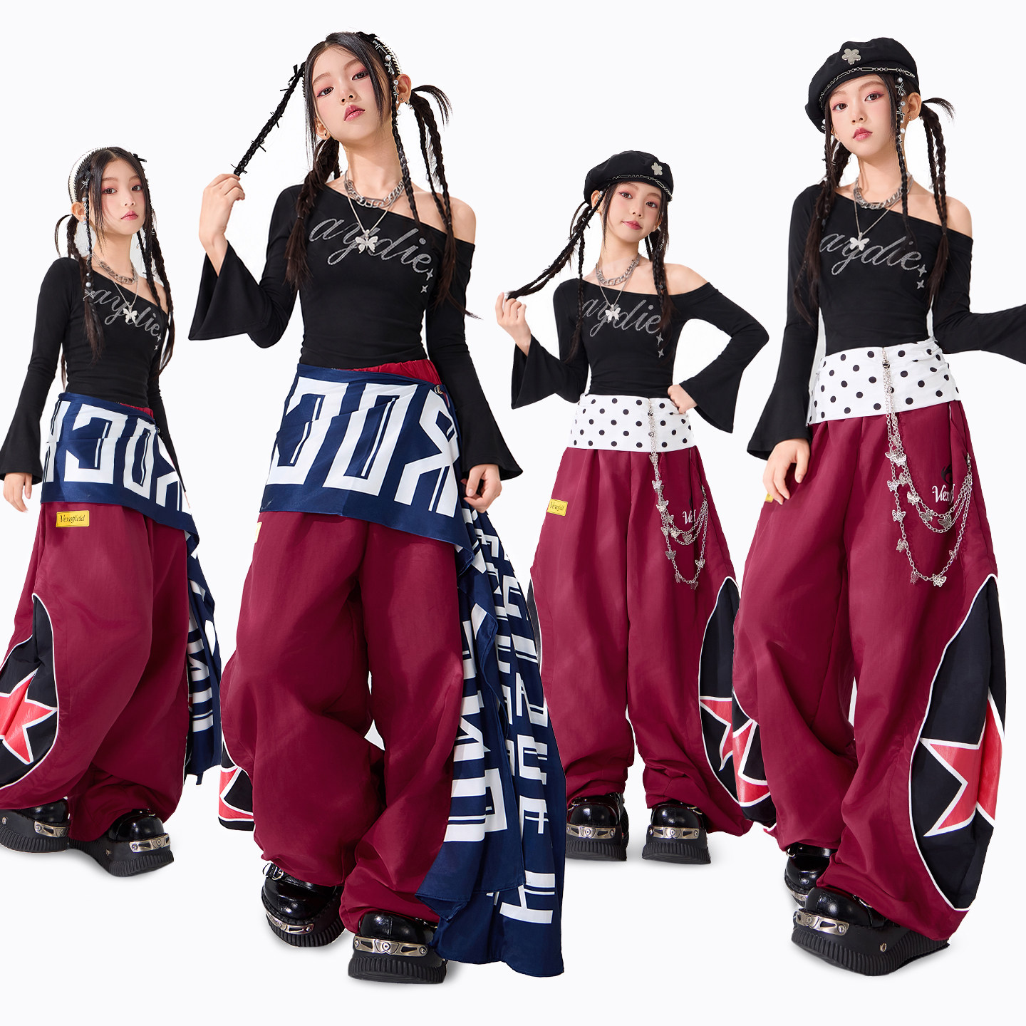 女童爵士舞演出服装黑色少儿