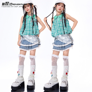 儿童爵士舞服装女童上衣裙子套装