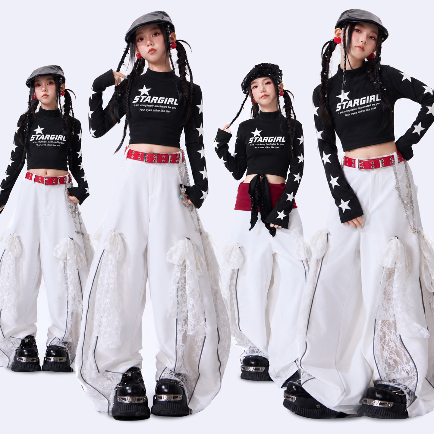街舞爵士舞服装女童套装jazz儿童